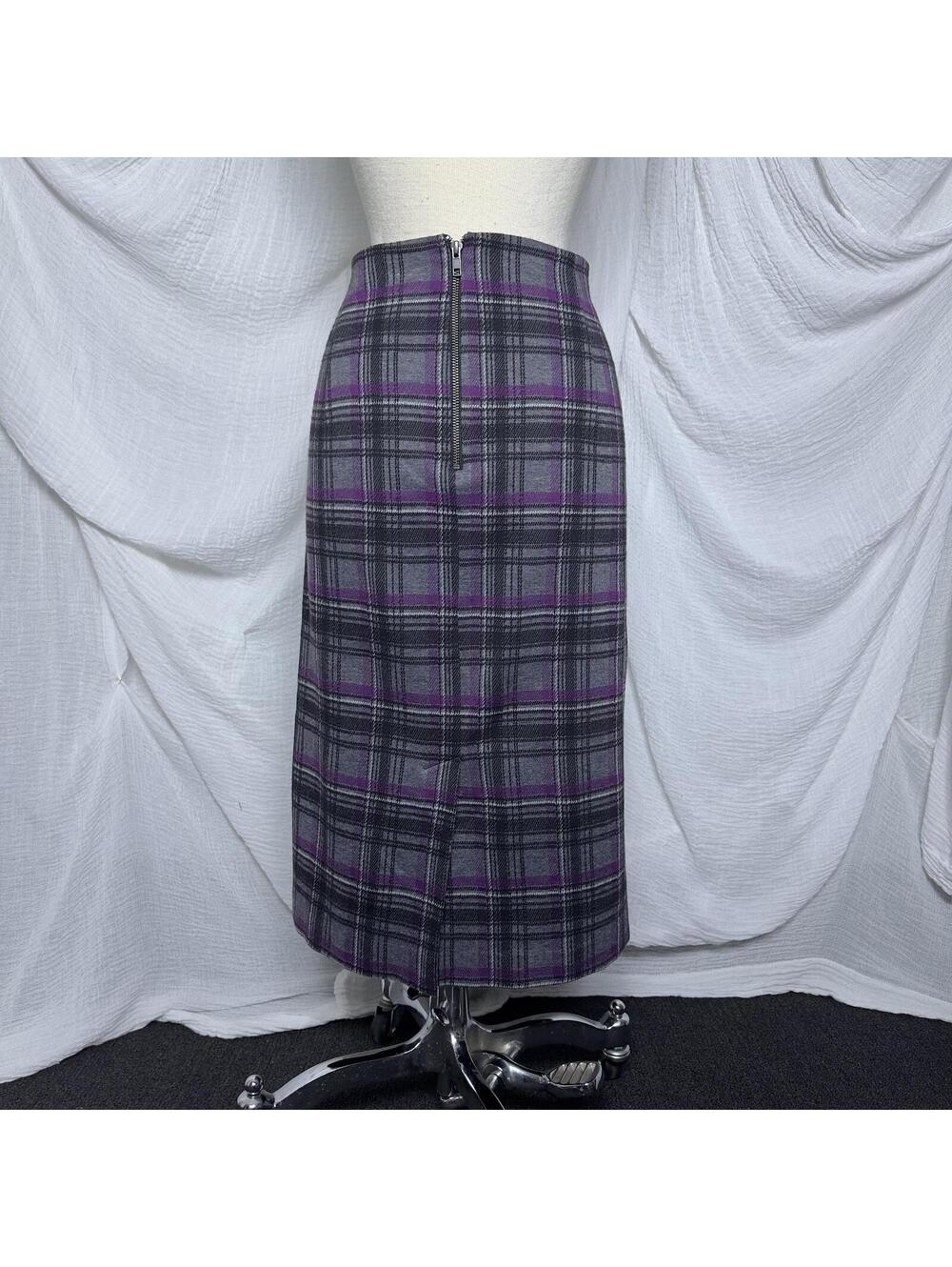 Worthington Woman Purple Gray Plaid Pencil Skirt Size 18W - Picture 4 of 5